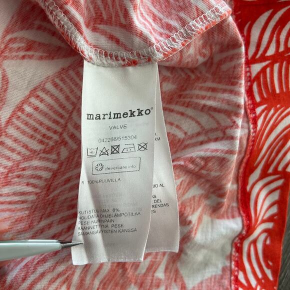 EUC Marimekko Red Floral Print Sleeveless Cotton Dress Small Valve 100% Cotton - Picture 7 of 13